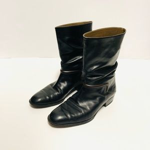 Bally Black Leather Boots Mid-Calf